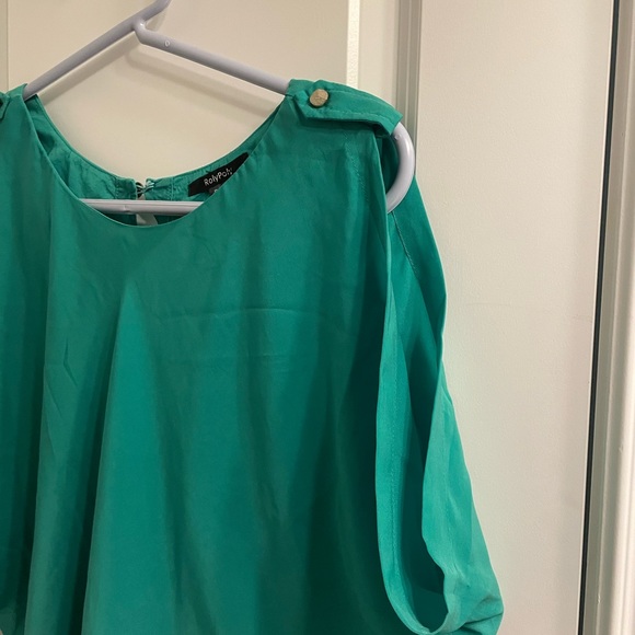 Emerald green open back shirt - Picture 2 of 4